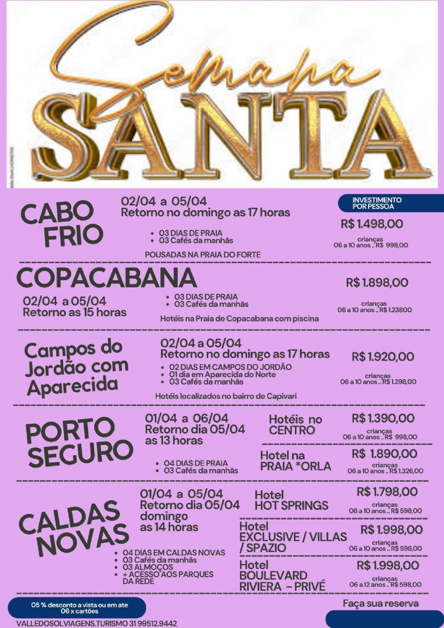 SEMANA SANTA  - VARIOS ROTEIRO 